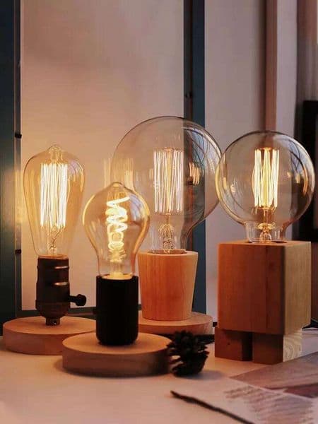 Modern Wood Table Lamps E27 Retro Desk Decora Indoor Art Lamp Living Room Bedroom Bedside Decoration Light Base EU Plug 26H0318