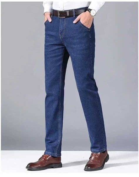 Spring Summer Business Jeans Men Light Blue Casual Straight Stretch Fashion Classic Work Denim Trousers Brand Clothing C260318