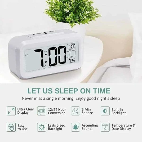 LED Electronic Digital Alarm Clock Backlight Snooze Calendar Clock Screen Desktop Table Clocks for Home Office Digital Alarm D2603181