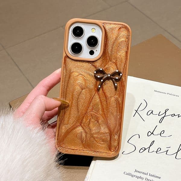 Stereo Bow Phone Case For Iphone 16 15 14 13 Pro 12 11 Max Plus 16Promax Quicksand 15Pro Phone Case 14Promax Creative 15Promax 14Pro Cover 12Promax Hard 13Promax Shell