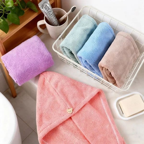 Womens Quick-Dry Dry Hair Hat - Coral Fleece Thickened Wrap Bonnet Super Absorbent Soft Essential Bathroom Head Towel 260318BJ