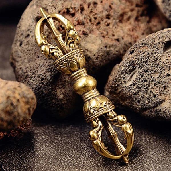 Vintage Brass Vajra Tibetan Buddhist Lama Dorge Decor Hand Carving Religious Supplies Fengshui Ornament Collectibles 260316