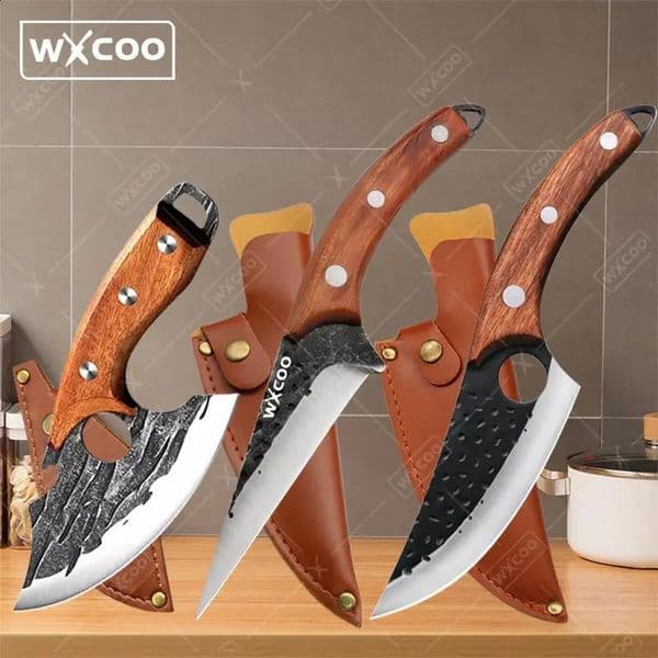 WXCOO Hand Forged Knives Stainless Steel Butcher Meat Cleaver Sharp Boning Knife Cutting Knife Kitchen Fruit Slicing Knife 260317