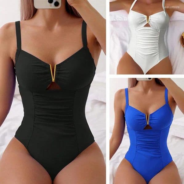 Women's Swimwear 2026 V-neck Shiny Women Beach One Piece Swimsuit Mujer Trikini Badpak Maio Biquini Monokini Bikini