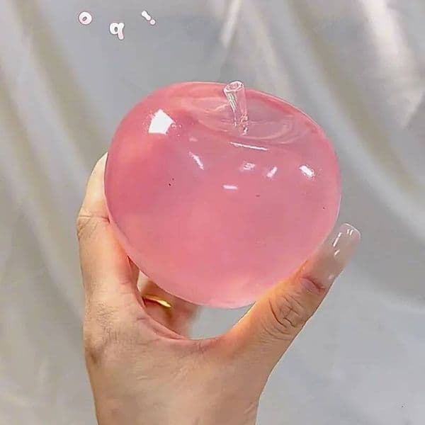 Needoh Pink Crystal Apple Squishy Thin Skin Vaseline Creamy Texture Slow Rebound Stress Ball Healing Aesthetic Squeeze Toy