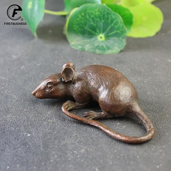 Heavy Brass BIG Rat Mouse Figurines Animal Statue Home Desktop Ornament Office Decor Fish Tank Accessories Artificial Landscape 260316