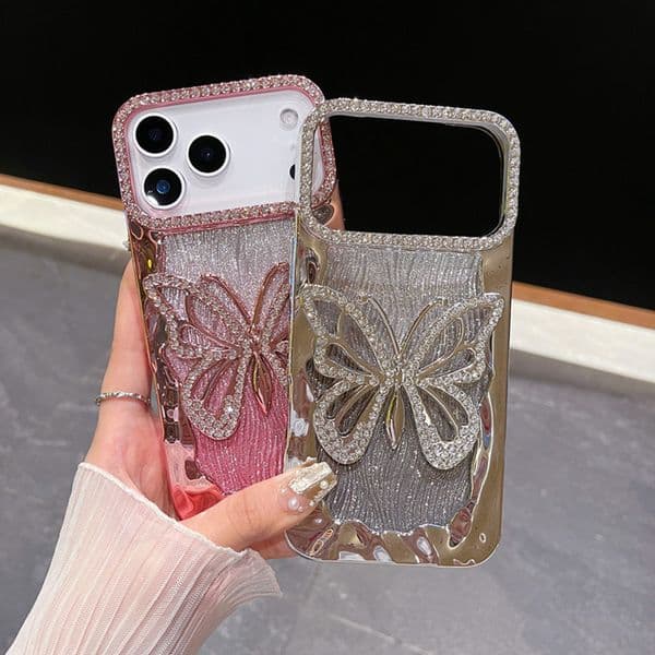 Glitter Butterfly Phone Case For Iphone 17 16 15 14 13 Pro 12 11 Max Plus 16Pro Diamond Decoration 17Promax Phone Case 16Promax Luxury 15Pro Cover 14Pro 13Promax Shell
