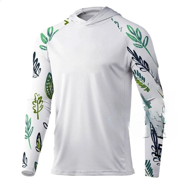 Fishing Performance Shirt White Mens Long Sleeve Fishing Shirts Sun Protection Breathable Fishing Tops Anti-UV Fishing Wear 260309