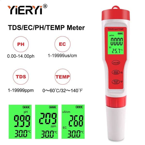 Yieryi 4 IN 1 PH TDS EC Temp Meter Digital Water Quality Tester 001 High Precision Aquarium Swimming Pool Hydroponic Acidity 260317