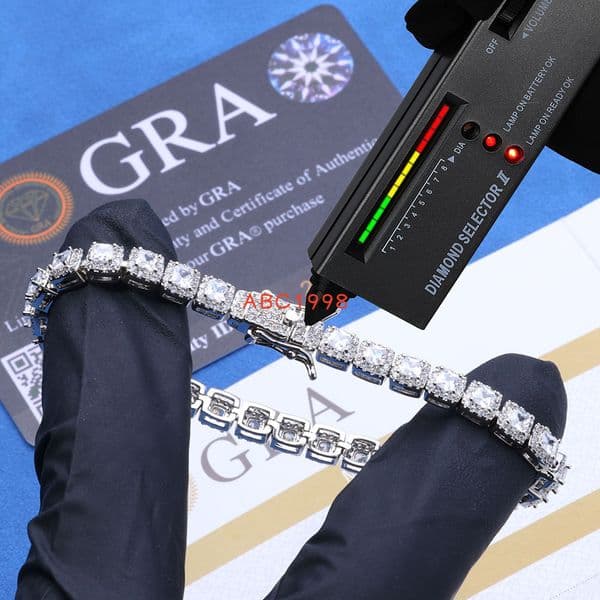 High End Stock Fine Jewelry HipHop 5mm 925 Sterling Silver Bracelets Moissanite Luxury Women Men Tennis Bracelets