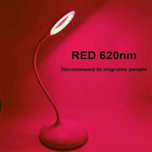 620nm Red Cordless Table Lamp with Standing Dimmable 3 Brightness Levels White Desk Led Light No Blue Reading Migraine Relieve 26H0318