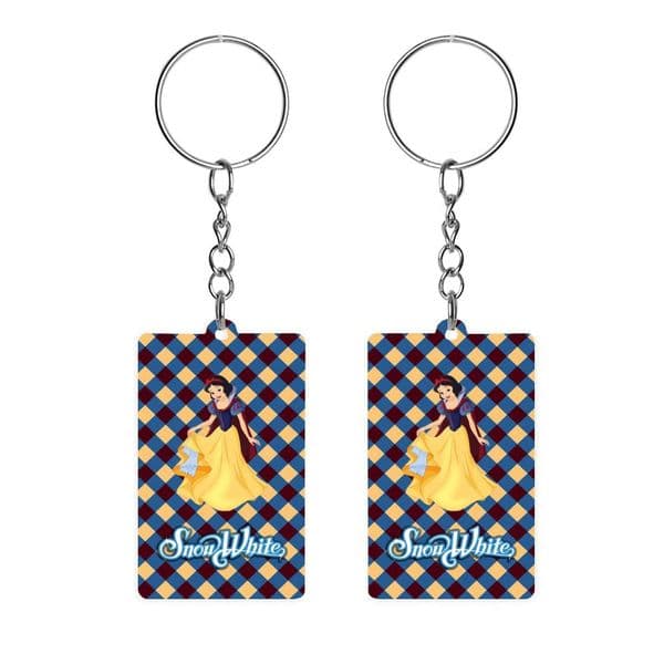 Snow White Keychain Disney Anime Princess Cartoon Acrylic Pendants Key Chain Decorative Ornaments Bag Decoration Anti Loss Key Holiday Gift Souvenir