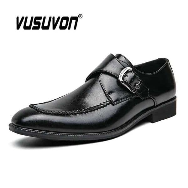 Men Monk Shoes 2023 Fashion Business Casual Cow Genuine Leather Party Black Retro Brogue Dress Flats 38-45 SizeZ260317