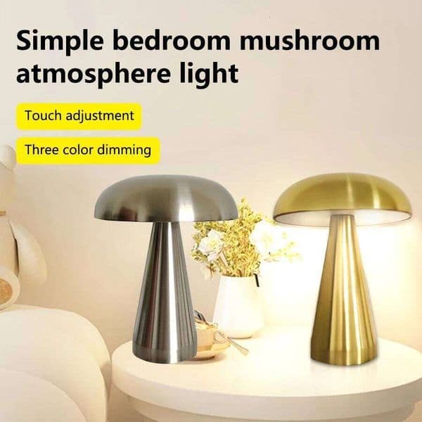 Led Mushroom Night Light Rechargeable Table Lamp Reading Lights for Bedroom Office Desk Restaurant Hotel Bar Decor Dimmable 26H0318