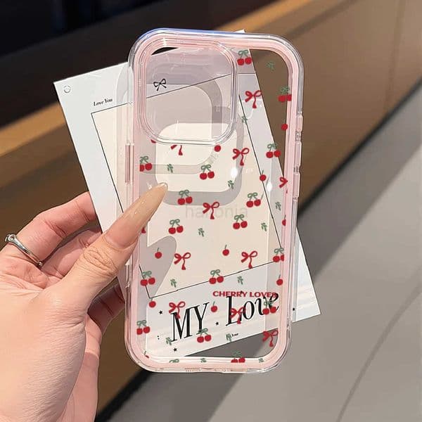 Cherry Phone Case For iPhone 17 Pro Case iPhone 16 13 11 15 14 12 Pro Max 17 Air 2 in 1 Candy Color Soft Clear Shockproof Cover H260318