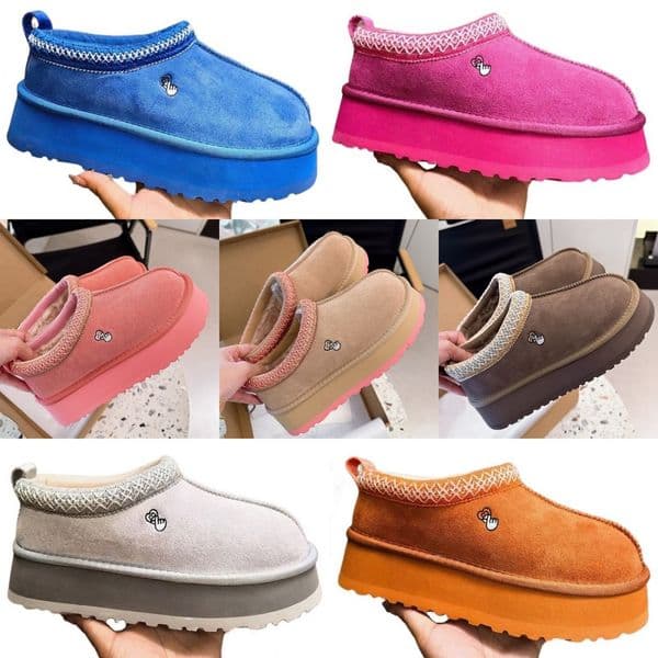 Slippers Women Winter Boots Fur Slides Sheepskin Fashion Chestnut Pink Orange Purple Blue Grey Lady Wool Warm Casual Platform Slip On Thick Bottom Booties Scuffs