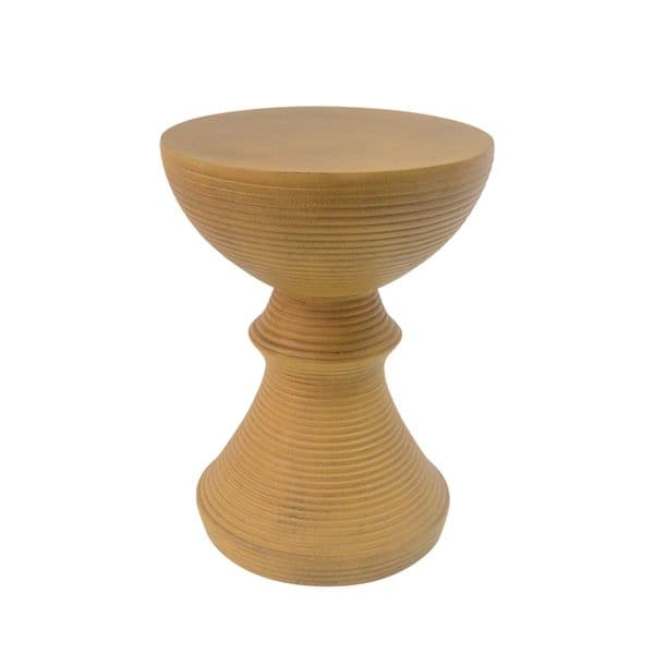 Weatherproof Concrete End Table with Elegant Hourglass Pattern | Ideal for Patios and Gardens