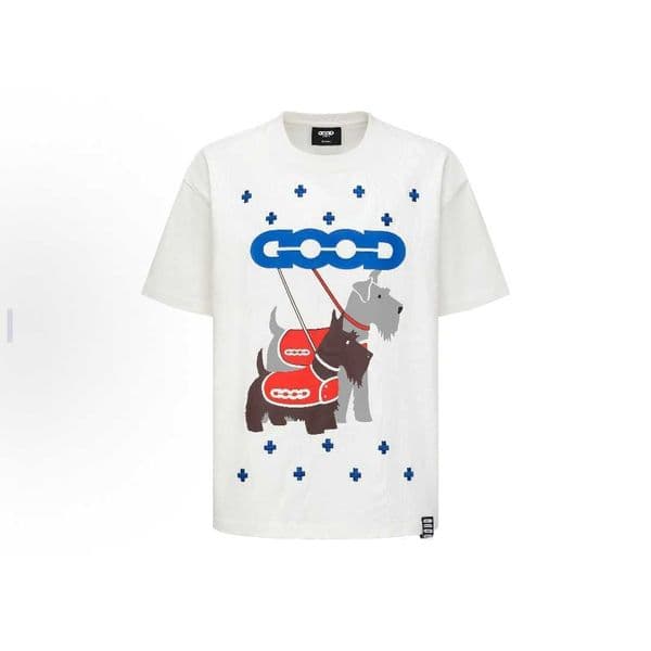 GOOD SS25 Schnauzer Cross Tatami Light Luxury Fashion High-end Feel Printed Short Sleeve T-shirt Unisex L260317