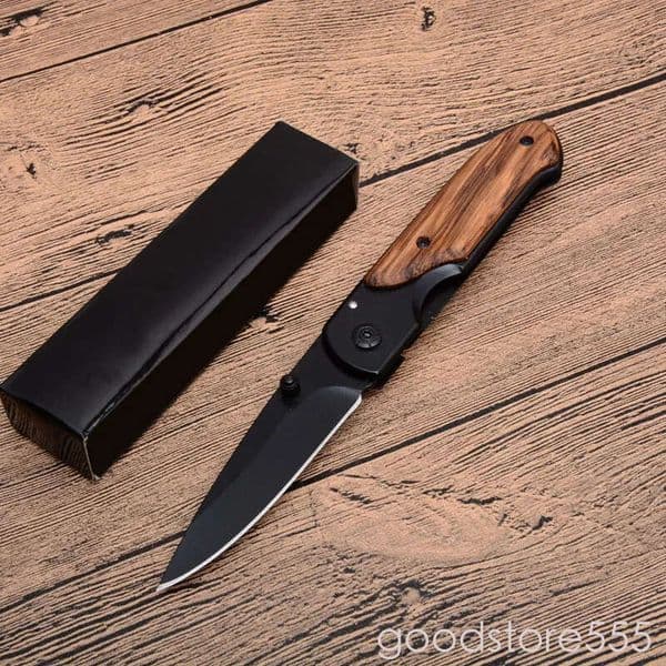 Wholesale DA44 folding knife Wood handle Titanium finish Blade Outdoor survival tactical knifes EDC Pockets pocket knife knives fixed blade knife couteau X49 X5