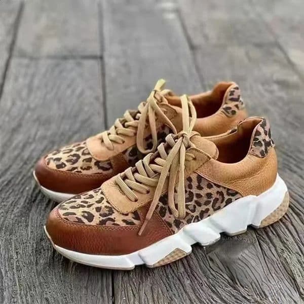 Womens Ankle Shoes Spring Fashion Casual Leopard Shoes for Women Platform Ladiess Sneakers Low Top Lace Up Tenis Feminino 260317