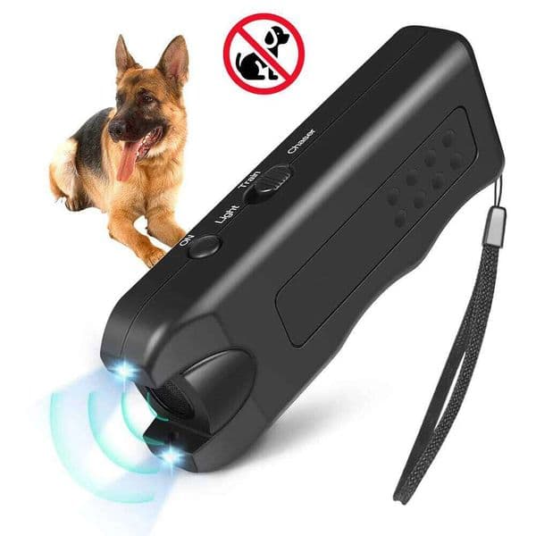 Ultrasonic Anti Barking Device Portable Dog Bark Suppressor Handheld Repeller Trainer with LED Light Battery Powered for Outdoor 26W0318