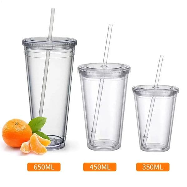 2026 New Clear Tumbler With Straw Reusable Transparent Doublelayer Water Bottle For Coffee Milk DIY Smoothie Cup Drinkware Free Shipp