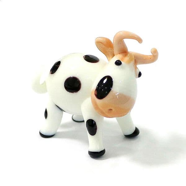 Cute Miniature Cow Figurine Murano Glass Dairy Cattle Little Statue Ornaments Home Desk Garden Year Decor Kawaii Accessories 260316