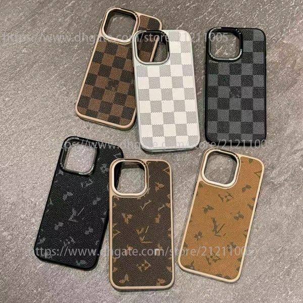 1V Phone Case For Iphone 17 16 15 14 13 Pro 12 11 Max Plus 16Pro Classic Pattern Logo Case Luxury Leather 17Pro Cover For Apple 15Promax 14Promax 13Promax Designer Shell