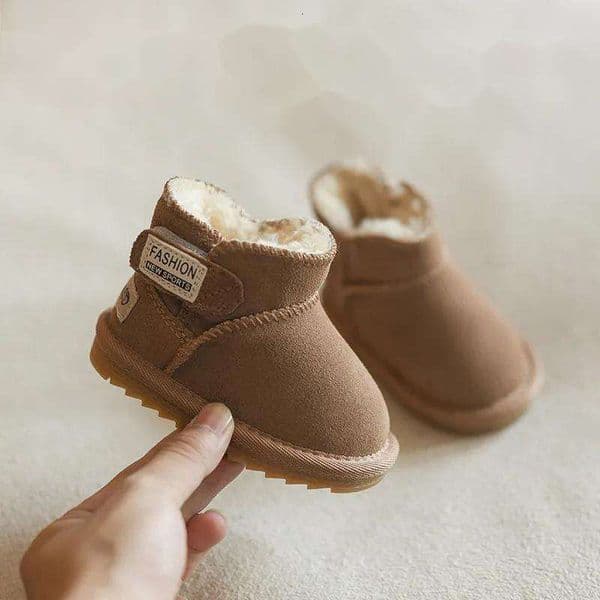 Winter Snow Warm Plush Leather Toddler Shoes Fashion Boys Girls Anti-slip Rubber Sole Baby Sneakers Infant Boots 241028