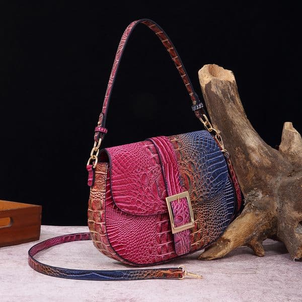 European and American Retro Middle Eastern Cross-Border Amazon Independent Station Handheld Underarm Crossbody Baguette Women's Bag Crocodile Pattern Brahmin bfe