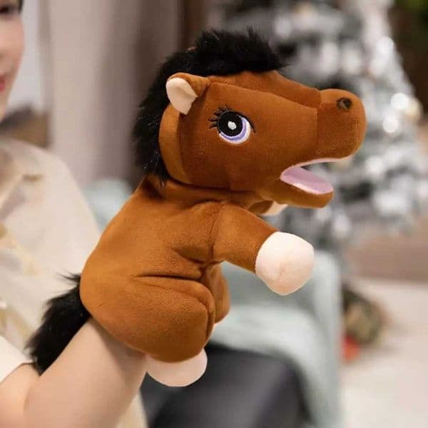 Horse Animal Little Horse Puppet Simulation Storytelling Stuffed Horse Early Education Soft Hand Finger Story Puppet GiftXJ260318