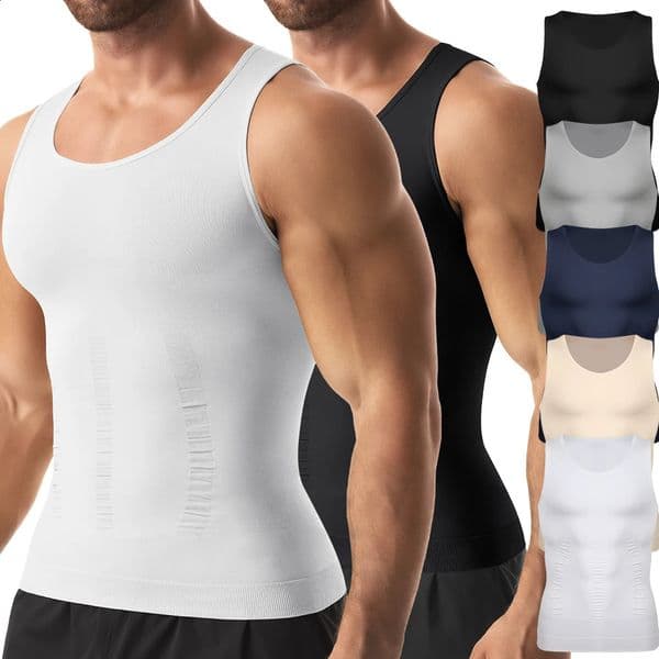 Striped Compression Belt Shaper Vest Mens Tummy Control Elastic Sleeveless Top Slim Fit Slimming Sports Bottoming Underwear 260318