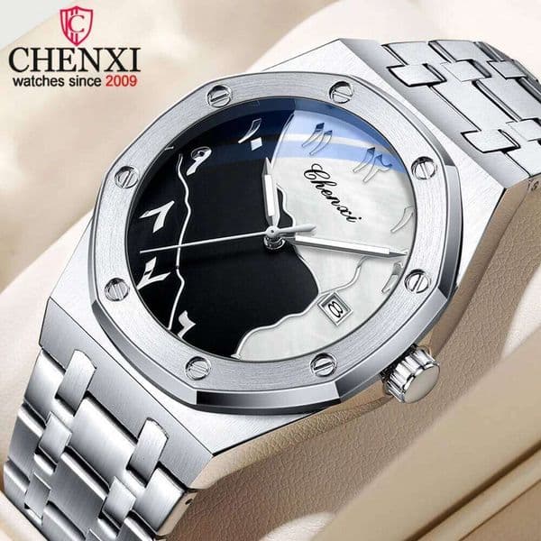 CHENXI Luxury Original Men's Quartz Wristwatch Waterproof Luminous Stainless Steel Date Week Display Sports Watch