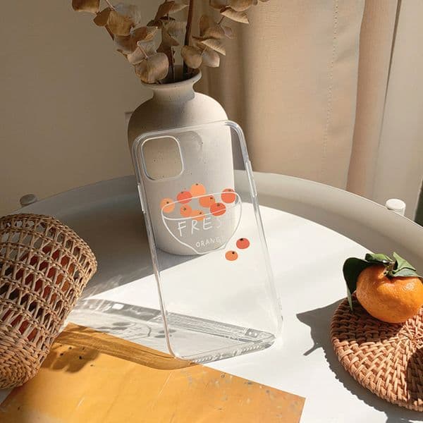 Orange Illustration Phone Case For Iphone 17 16 15 14 13 Pro 12 11 Max Plus 16Promax Transparent 17Promax Phone Case 15Promax Creative 15Pro Cover 14Promax 13Pro Shell
