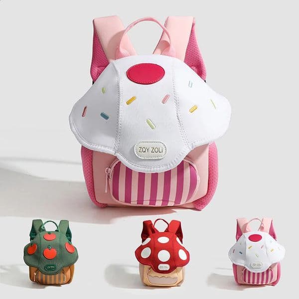 Kid Backpack Cute Mushroom Apple Kindergarten Cartoon Pink Mini Travel Bag Schoolbag Preschool Gift for Toddler Girl Boy 3-6 260317