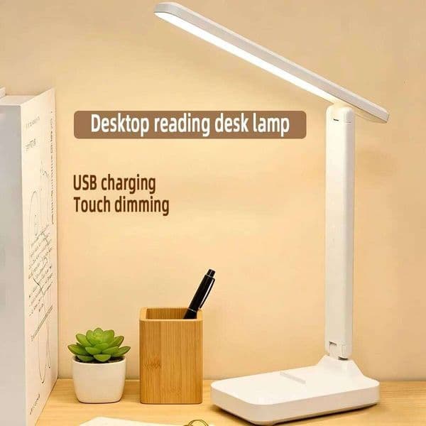 LED touch dimming white folding bedroom bedside study and reading eye-friendly night light - USB charging desk lamp 26L0318