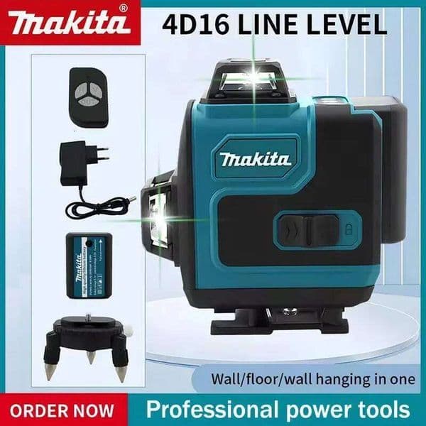 2026 Wholesale Makita High-Precision Green Light Laser cologne Level 16-Line perfume 360 Horizontal & Vertical Wall-Mounted Portable Tool Free Shipping