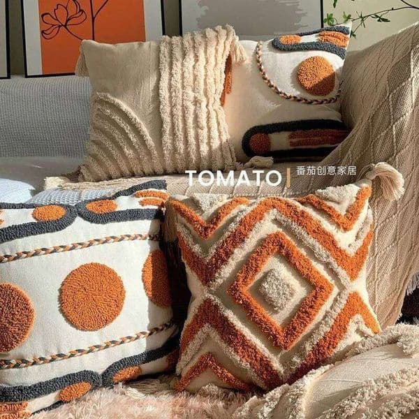 Bohemian Pillow Cushion Cover Geometry Embroidered Tassel EmbroideryLong Pillowcase Living Room Sofa Home Decor Customized 26W0318