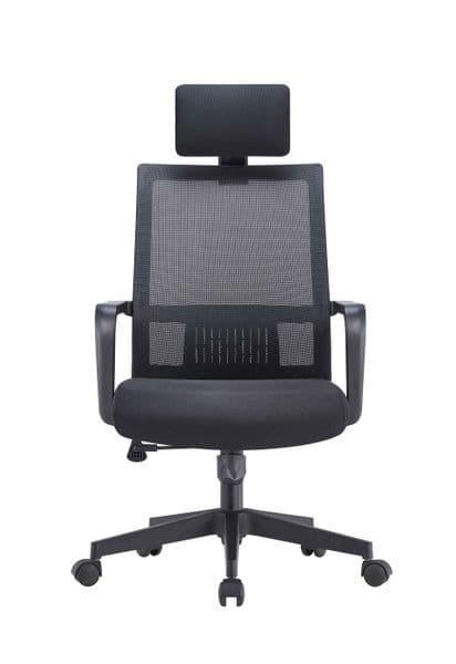 Mesh Office Chair with Fabric Headrest, Breathable Mesh, Fixed Armrest Staff Computer Chair---604-4A