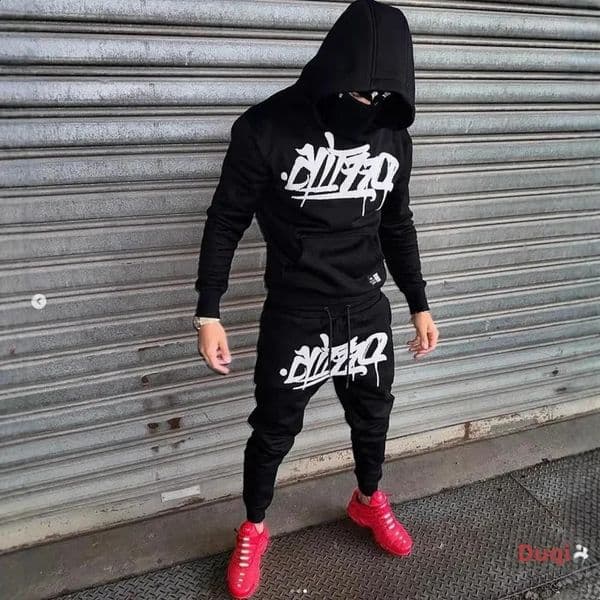 Large supply of mens sportswear fashion hip hop suit twopiece set hoodie printed sweatshirt comfortable casual male style 260302BANJIA