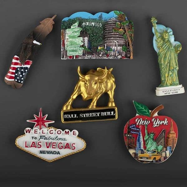 American refrigerator sticker New York Wall Street Bull Hollywood Gambling City Las Vegas Statue of Liberty 3D magnetic sticker L260318
