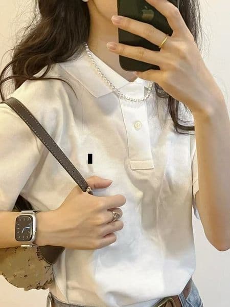 Women's Short sleeved Polo Shirt 2026 Summer Casual T-shirt High quality Embroidered Cotton Spring/Summer Women's T-shirt