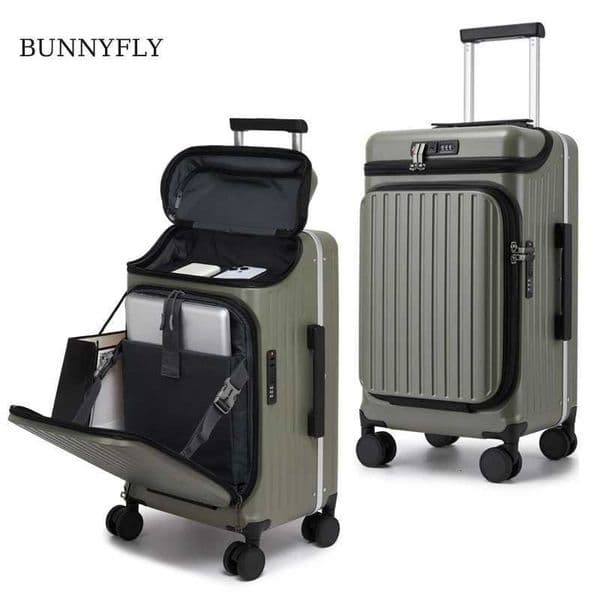 100 PC Hard Shell Luggage Front Top Opening Suitcase with Spinner Wheels TSA Lock Laptop Compartment Carry-Travel Trolley H260316