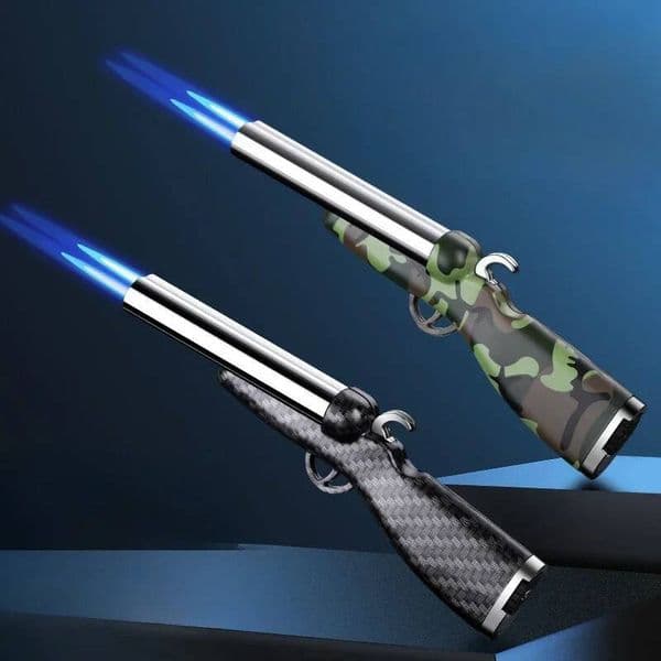 Windproof Gun Creative Double Jet Butane Gas Open Flame Mini Lighter Smoking Accessories Men's Gift
