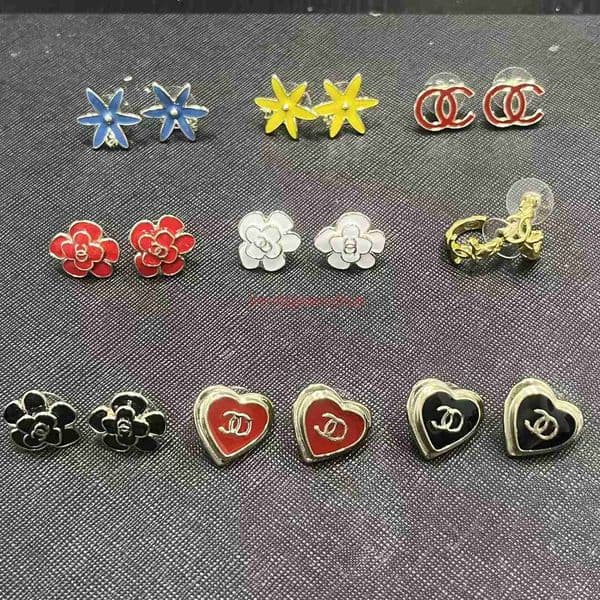 cc earrings designer earring 26p earrings with diamond pattern enamel camellia earrings channels jewelry