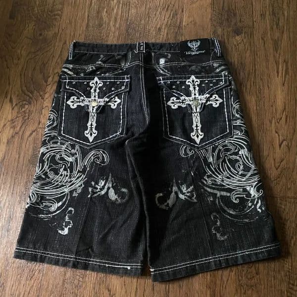 Y2K American Fashion Pattern Letter Embroidery Baggy Denim Shorts Women Street Vintage Hip Hop Casual Shorts Women Clothing 260317