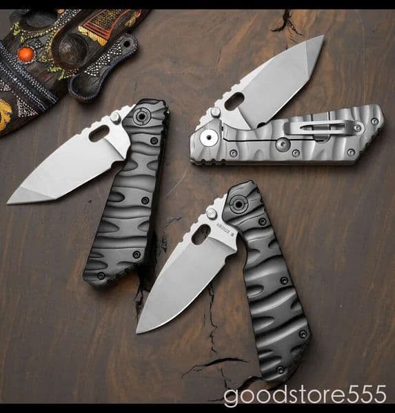 4Models M.Strider Custom SMF Tank Folding Knife fixed blade knife pocket knife couteau 3.74 CPM-D2 Blade, All-steel Handles