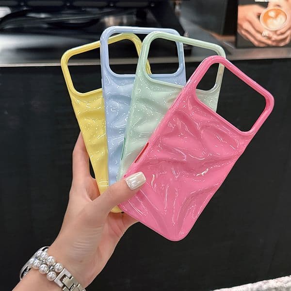 Pleated Pattern Phone Case For Iphone 17 16 15 14 13 Pro 12 11 Max Plus 16Promax Candy Color 17Promax Phone Case 17Pro Creative 15Promax Cover 16Pro 15Pro 14Promax Shell