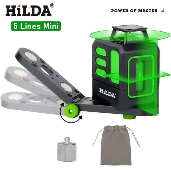HILDA 2 lines/5 Lines 360 Automatic Leveling Level Construction Tool Equipment Green Light Cross Laser Good Gift 26H0318