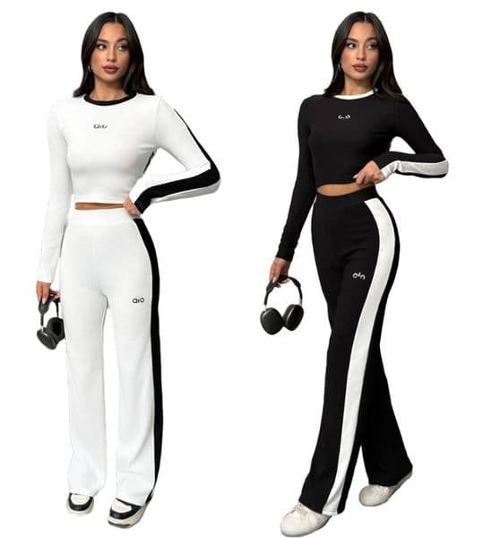 Spring NEW Women's Tracksuits brand designer Tracksuits Casual sports suit Embroidered logo wide leg pants 2 Piece Set ao99